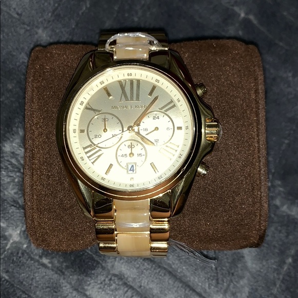 Michael Kors watch  Bradshaw Goldtone & Horn Watch - Picture 1 of 8